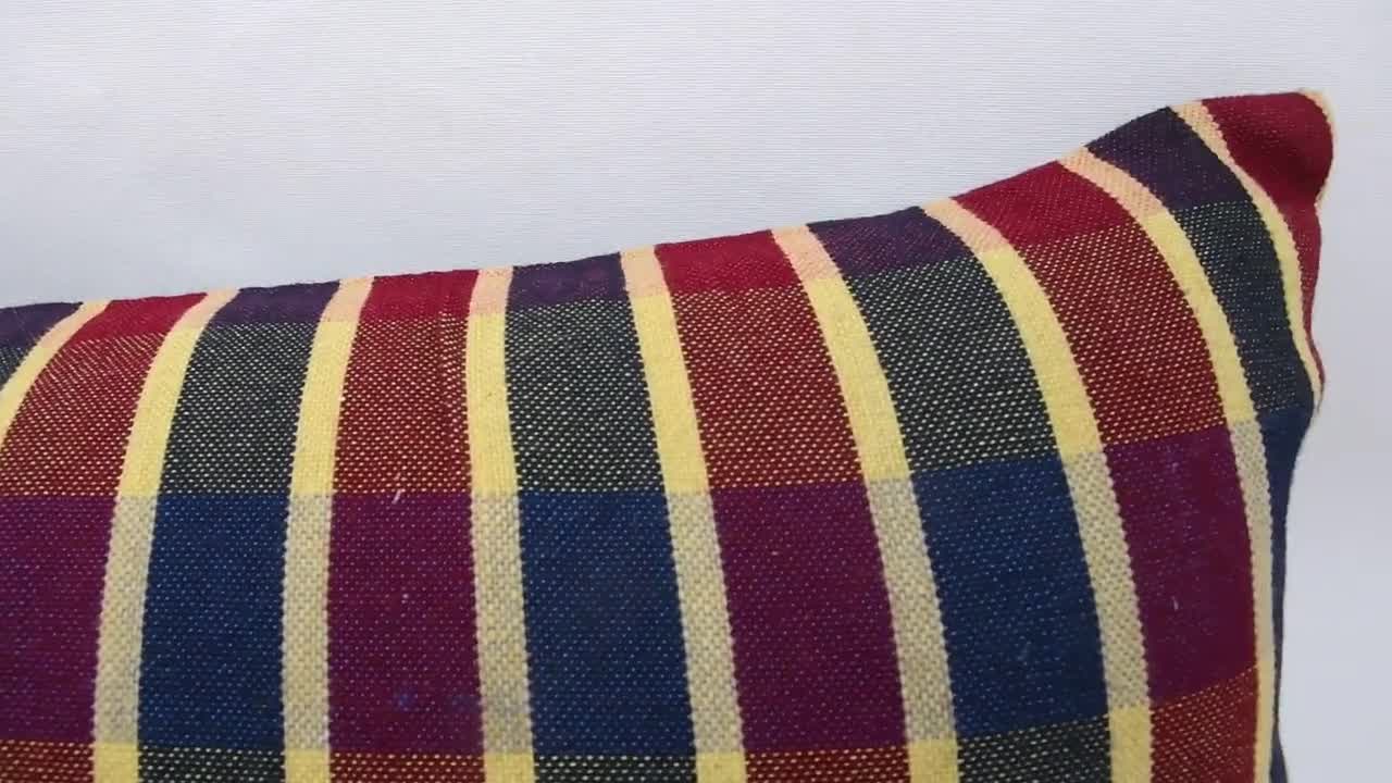 ヴィンテージ枕、ハンドメイドキリムクッション、16x48トルコキリム枕